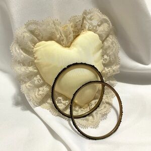 2 Black Beaded Gold Tone Bangle Bracelets